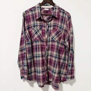 Westport‎ Plaid Button Down Shirt Womens Size 2X Flannel Lightweight Western
